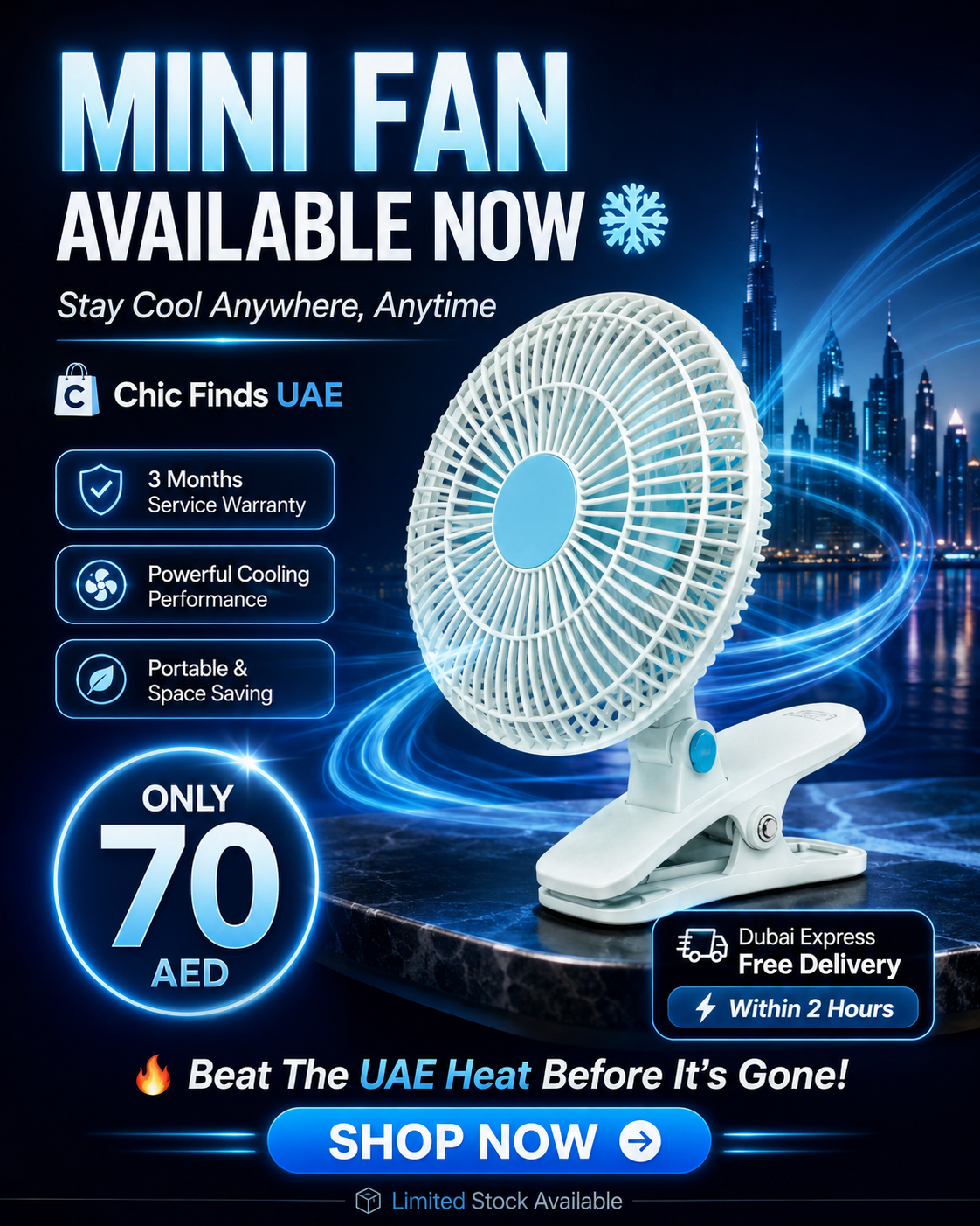 Mini Portable Table Clip Fan