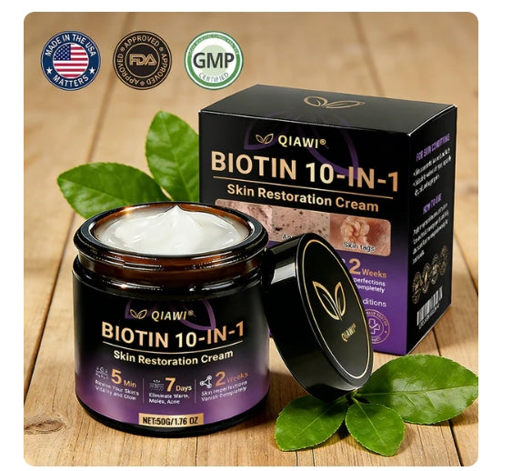 Made and Shipped from QIAWI® Biotin 10-USA in-1 Skin Restoration Cream