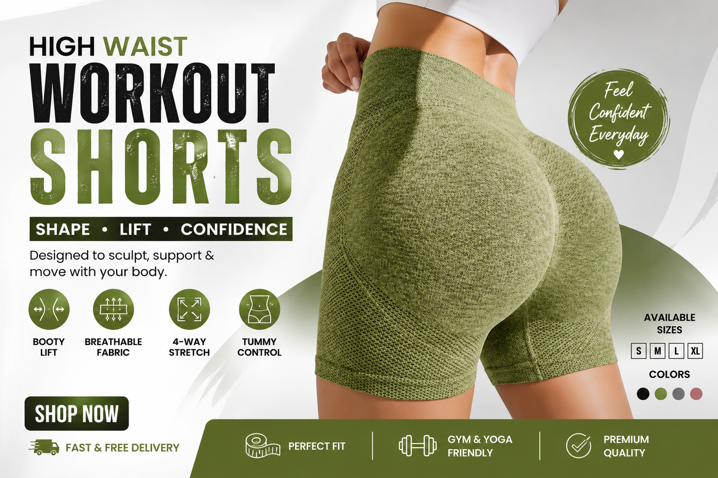 🔥 High-Waist Yoga Shorts – Pack of 4 Combo | Only 70 AED